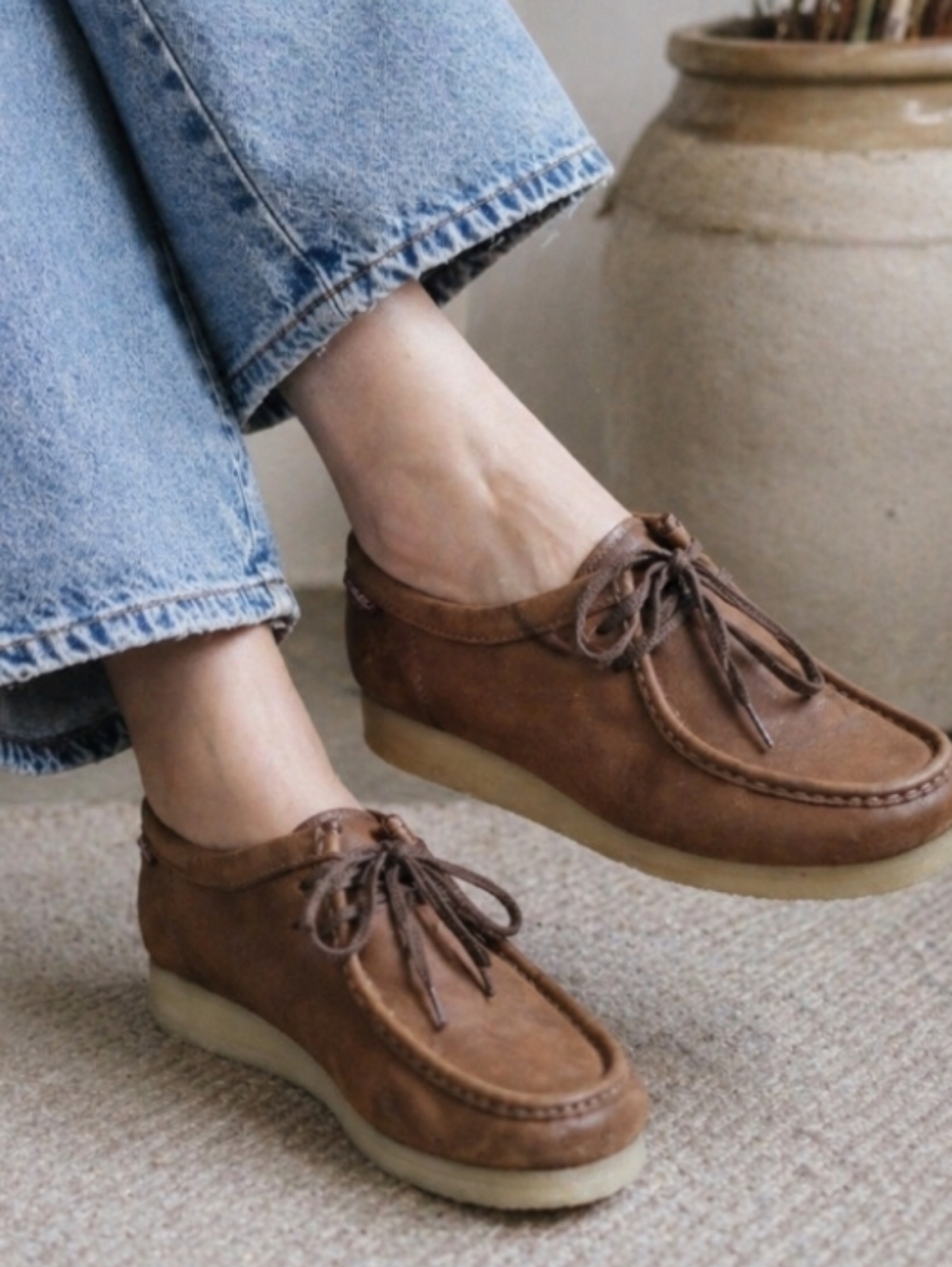 Clarks Collection Women’s Brown Leather Wallabee Style Shoes Size 9 Crepe Sole